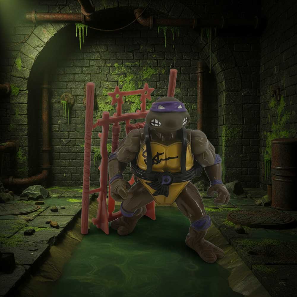 Donatello - 1988 (Soft Head) with weapons rack! - Image 2