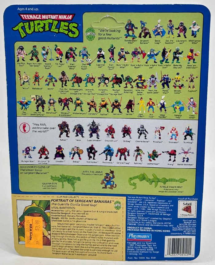 1991 Sergeant Bananas MOC Unpunched Card Excellent Condition