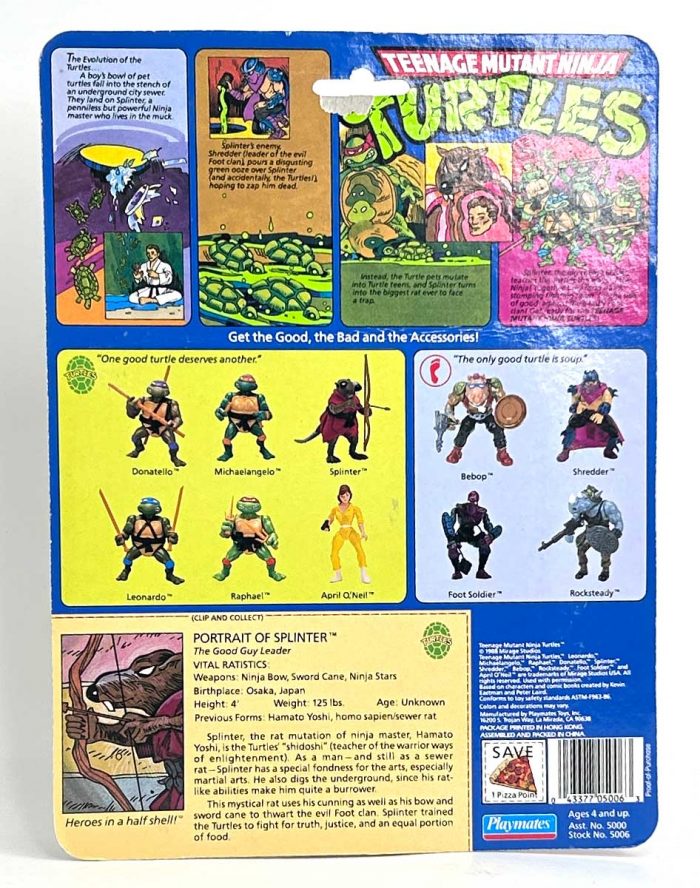 Mint On Card (MOC) 1988 Hard Head Splinter 10 Back