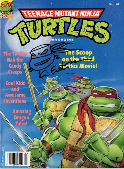 Teenage Mutant Ninja Turtles Magazine  Fall 1992 Signed with a headsketch remarque