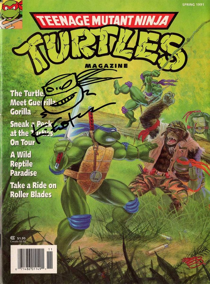 Teenage Mutant Ninja Turtles Magazine Spring 1991 Signed with a headsketch remarque