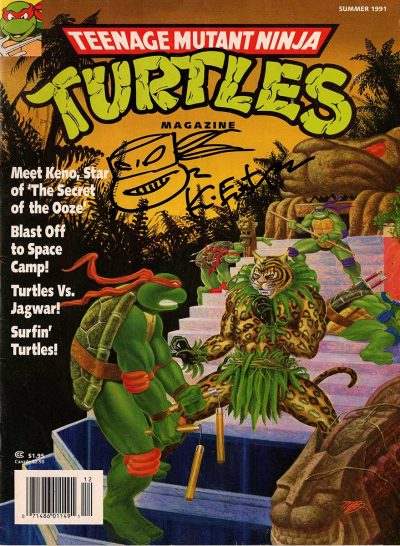 Teenage Mutant Ninja Turtles Magazine Summer 1991 Signed with a headsketch remarque