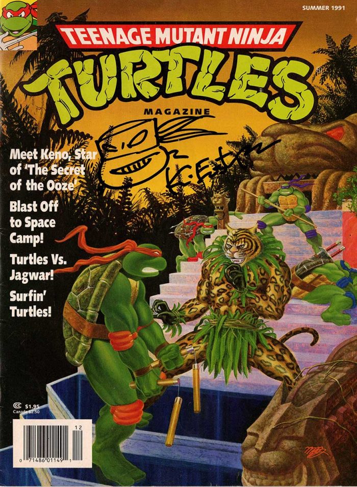 Teenage Mutant Ninja Turtles Magazine Summer 1991 Signed with a headsketch remarque