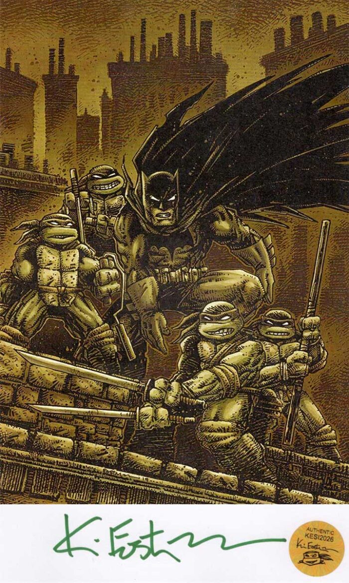 SIGNED and Framed Mini Print with Hologram COA DARK NIGHTS featuring TMNT and Batman
