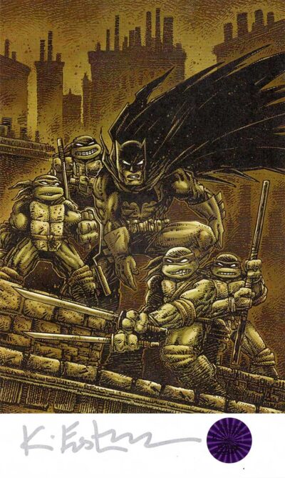 SIGNED and Framed Mini Print with Hologram COA DARK NIGHTS featuring TMNT and Batman - Image 4