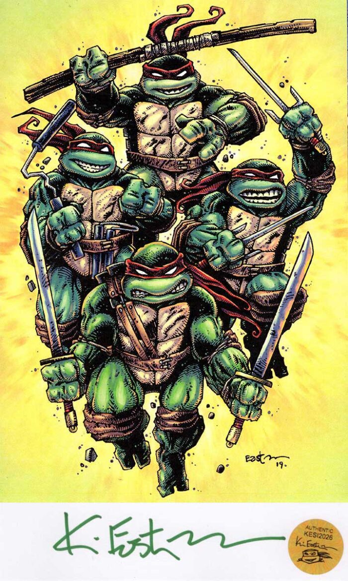 SIGNED and Framed Mini Print with Hologram COA TMNT 2019 Eastman Art