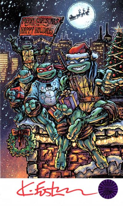 SIGNED and Framed Mini Print with Hologram COA TMNT 2019 Holidays - Image 4