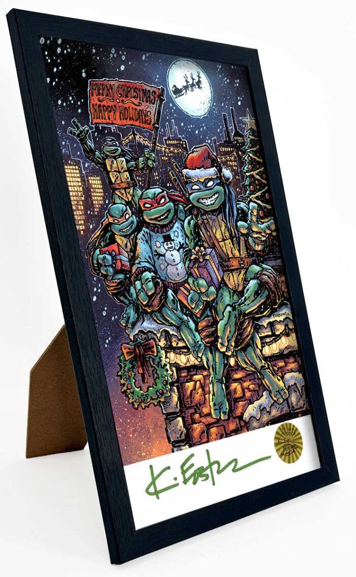 SIGNED and Framed Mini Print with Hologram COA Eastman TMNT Holidays Whimsy