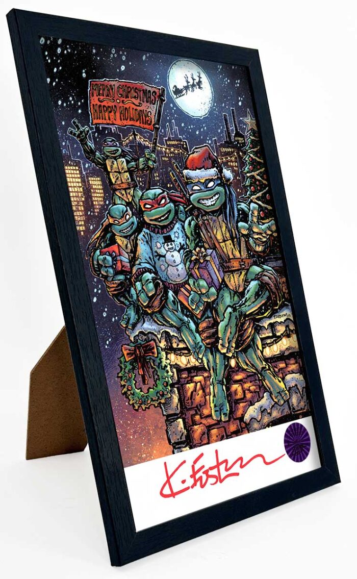 SIGNED and Framed Mini Print with Hologram COA TMNT 2019 Holidays