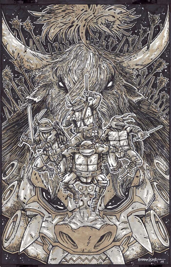 Stunning 2025 Original Cover Art –  TMNT VI Issue 13 Kevin Eastman Cover featuring all 4 Dudes