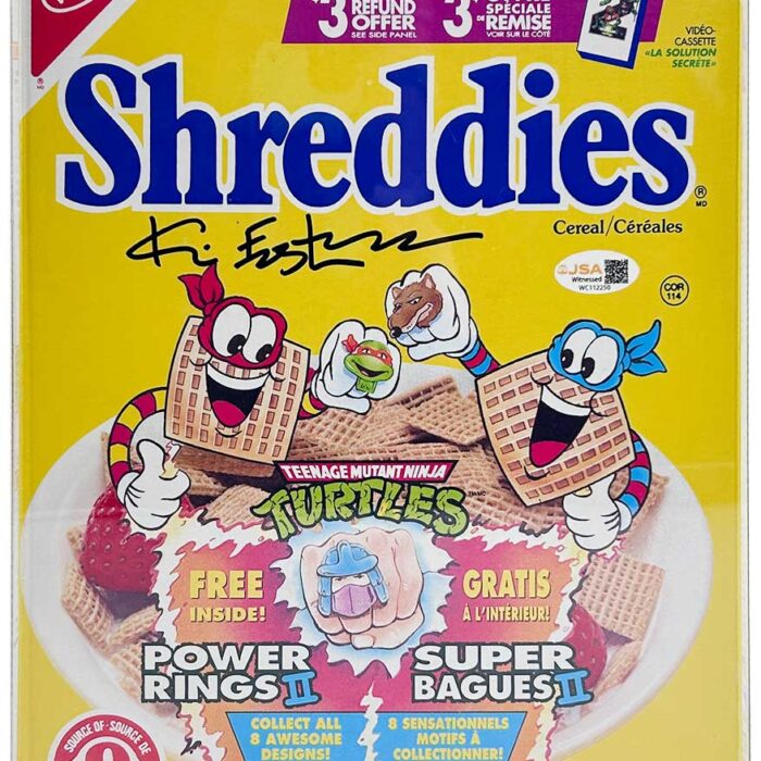 Factory Sealed SHREDDIES Cereal Box with TMNT POWER RINGS and Cereal Inside Eastman SIGNED with JSA
