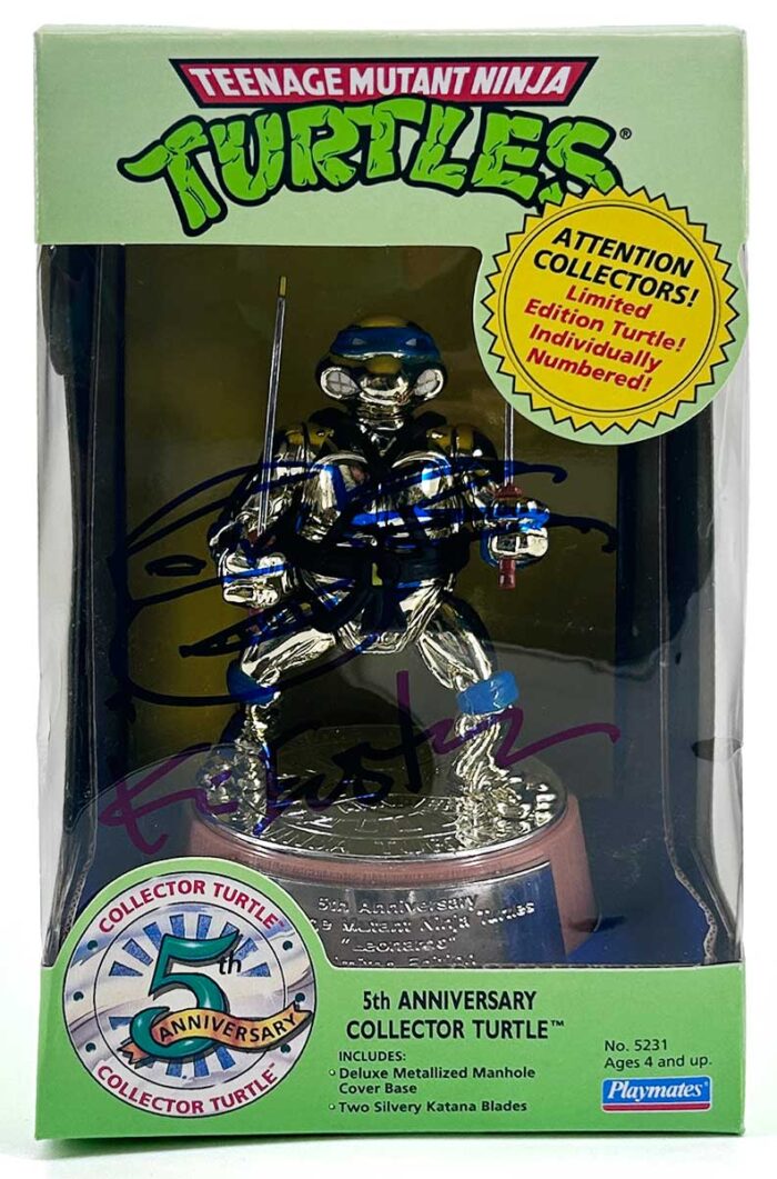 TMNT Playmates 5th Anniversary Collector’s Turtle LEO Signed by Kevin with Headsketch Remarque