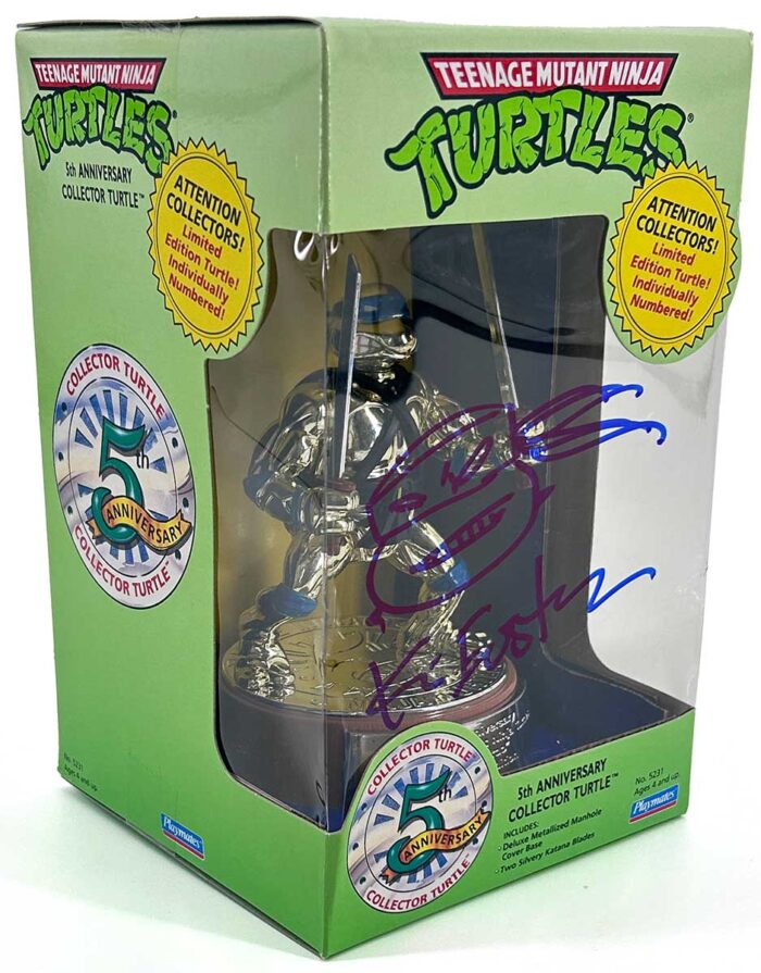 TMNT Playmates 5th Anniversary Collector’s Turtle LEO Signed by Kevin with Headsketch Remarque