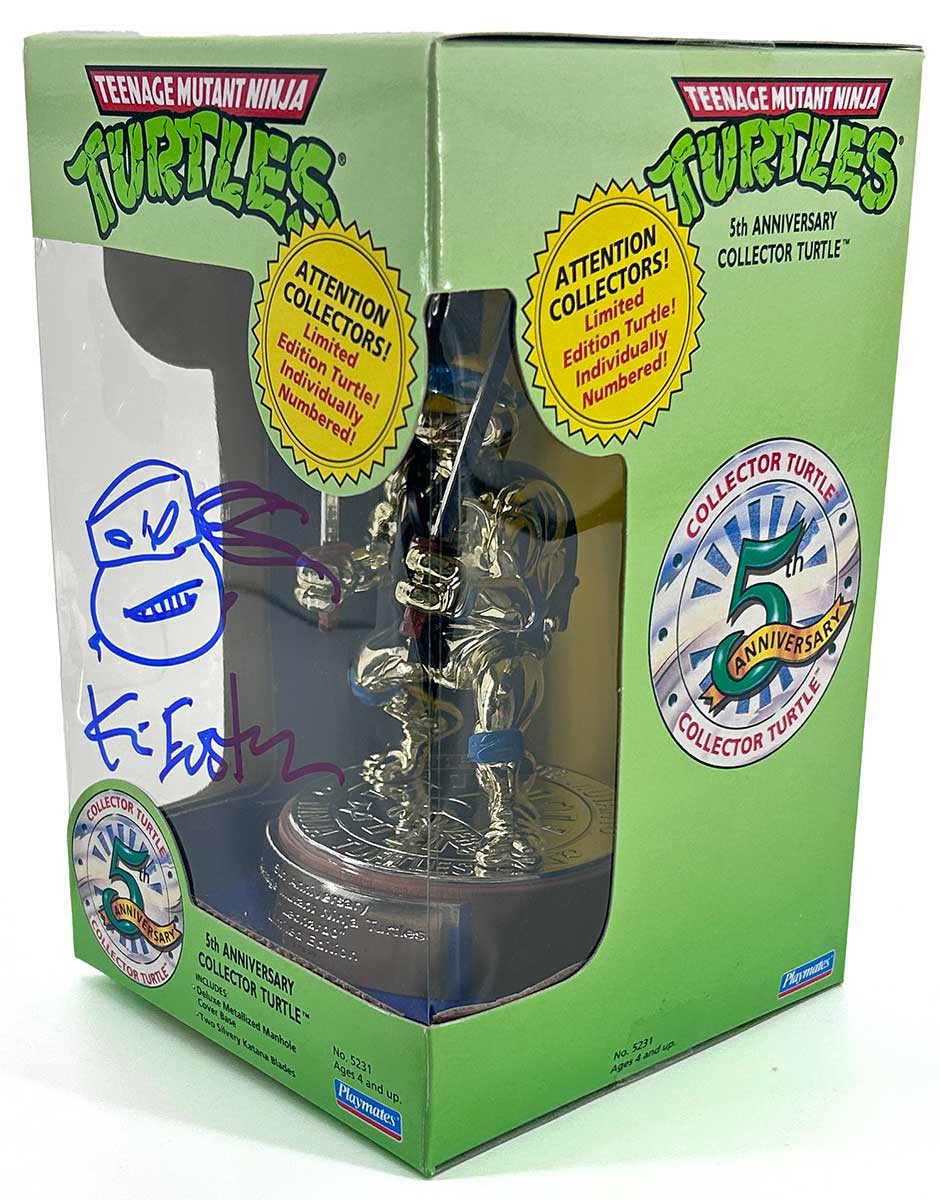 TMNT Playmates 5th Anniversary Collector's Turtle LEO Signed by Kevin with Headsketch Remarque - Image 4