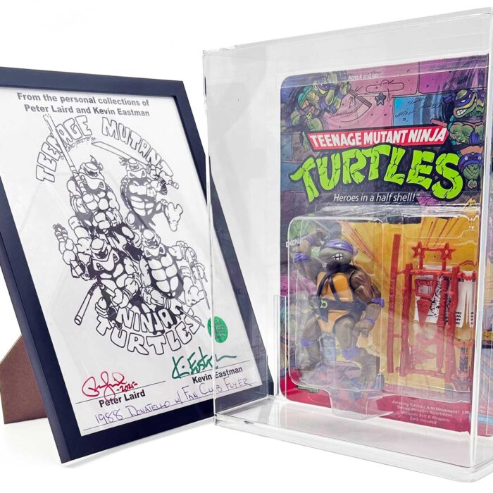 1988 Playmates TMNT Series 1, Softhead Donatello 10 Back, Mint On An Unpunched Card with a Fan Club Flyer