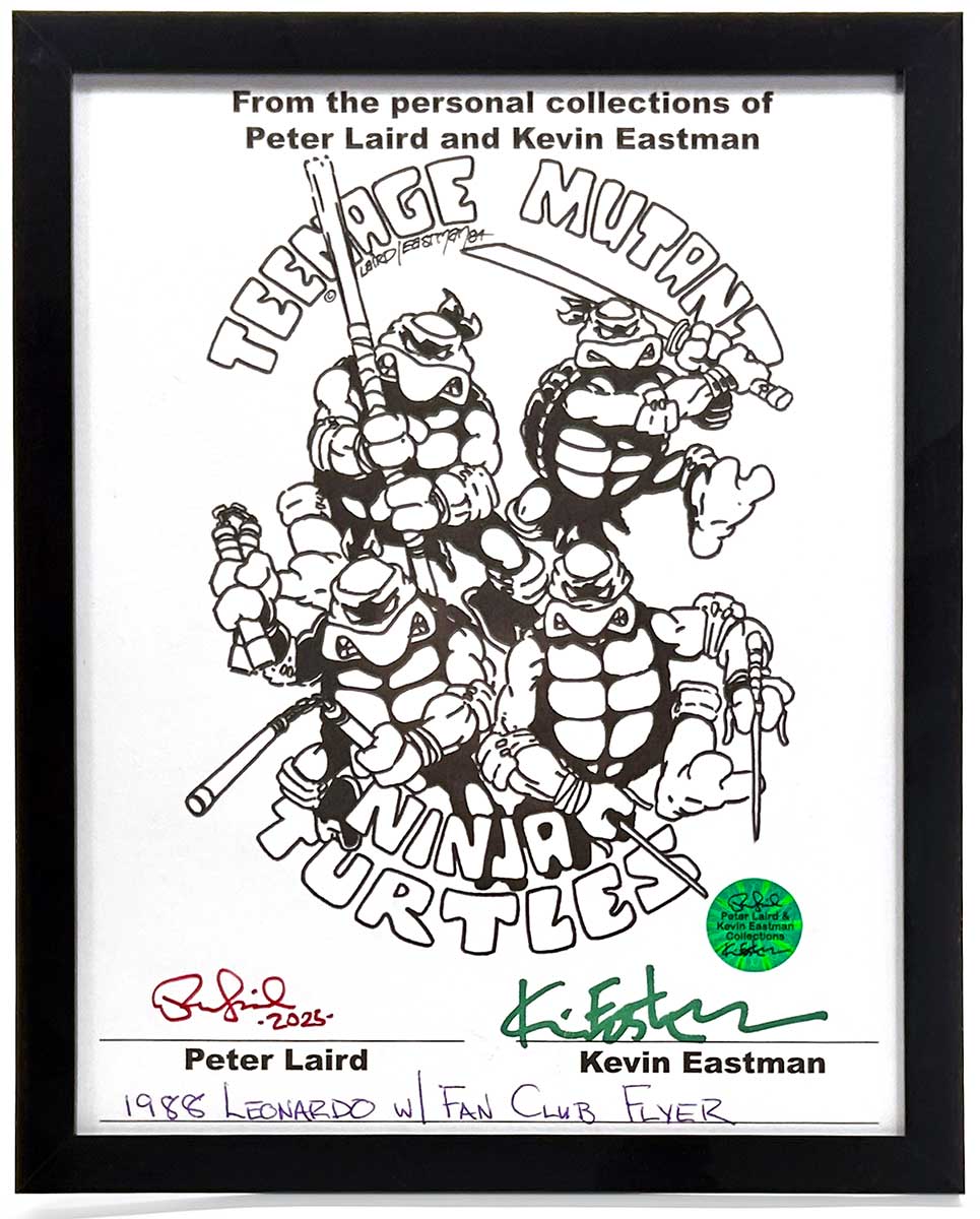 1988 Playmates TMNT Series 1, Softhead Leonardo 10 Back, Mint On An Unpunched Card with a Fan Club Flyer - Image 5