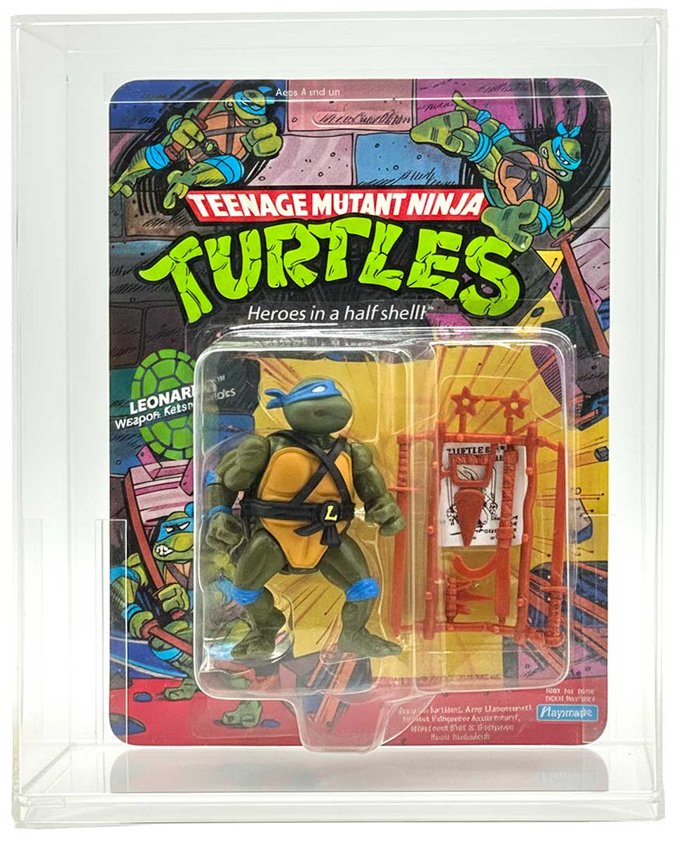 1988 Playmates TMNT Series 1, Softhead Leonardo 10 Back, Mint On An Unpunched Card with a Fan Club Flyer - Image 2