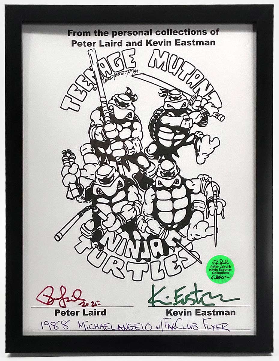 1988 Playmates TMNT Series 1, Softhead Michaelangelo 10 Back, Mint On An Unpunched Card with a Fan Club Flyer - Image 4