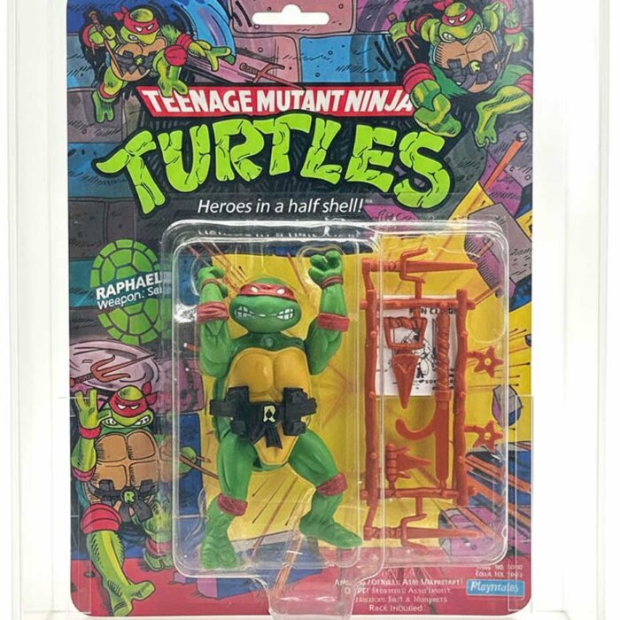 1988 Playmates TMNT Series 1, Softhead Raphael 10 Back, Mint On An Unpunched Card with a Fan Club Flyer