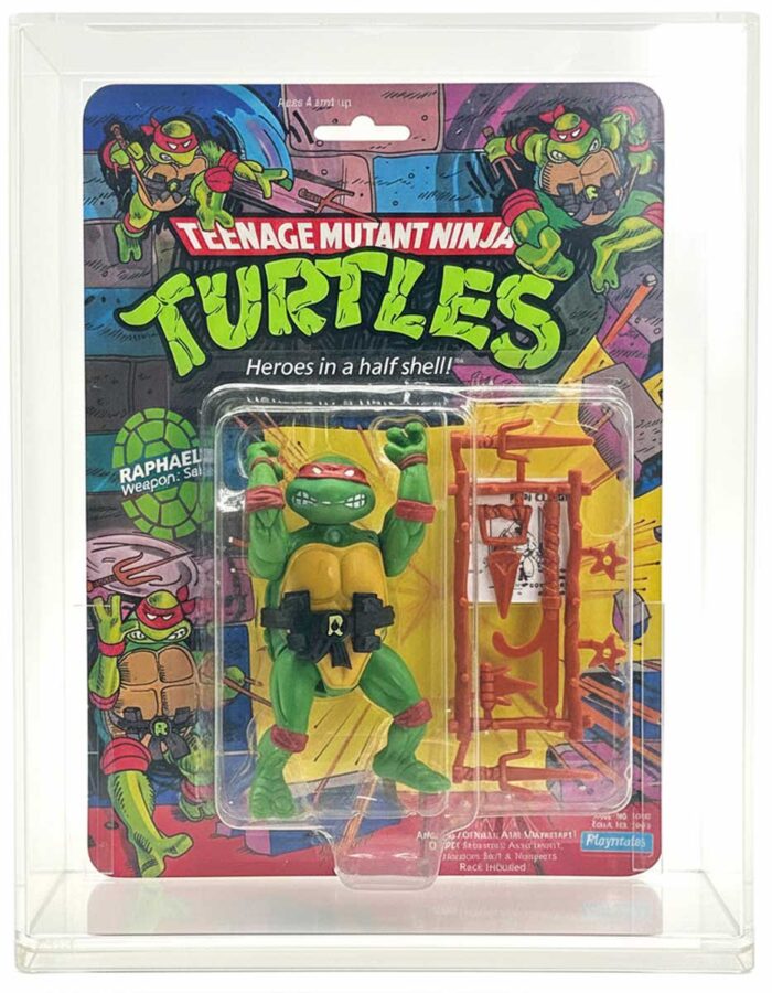 1988 Playmates TMNT Series 1, Softhead Raphael 10 Back, Mint On An Unpunched Card with a Fan Club Flyer