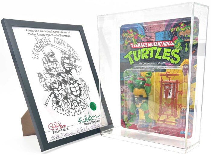 1988 Playmates TMNT Series 1, Softhead Raphael 10 Back, Mint On An Unpunched Card with a Fan Club Flyer