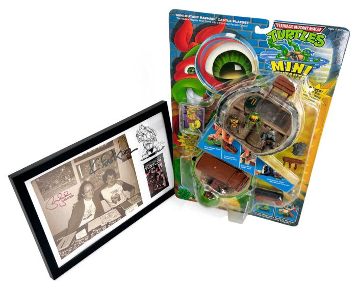 1994 Mini-Mutant Raphael Castle Playset , Factory Sealed, Case Fresh with Eastman and Laird COA AND Signed Framed Mini-Print