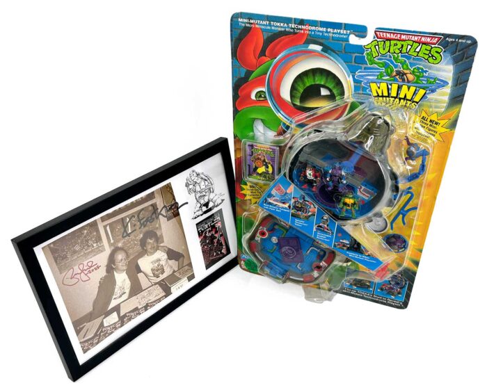 1994 Mini-Mutant Tokka Technodrome Playset , Factory Sealed, Case Fresh with Eastman and Laird COA AND Signed Framed Mini-Print