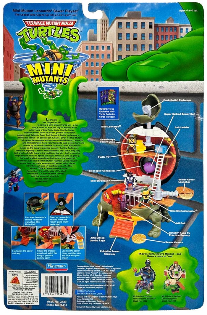 1994 Mini-Mutant Leonardo Sewer Playset , Factory Sealed, Case Fresh with Eastman and Laird COA AND Signed Framed Mini-Print