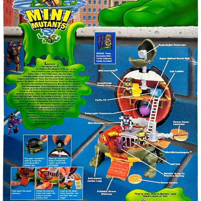 1994 Mini-Mutant Leonardo Sewer Playset , Factory Sealed with Eastman and Laird COA AND Signed Framed Mini-Print