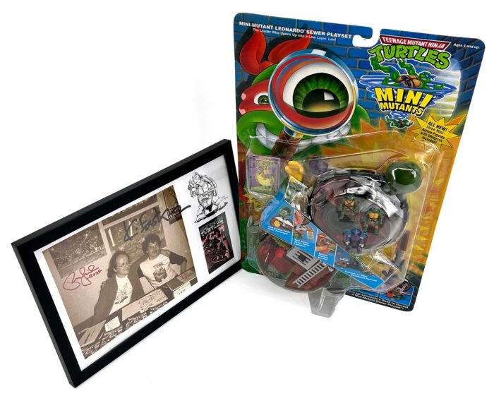 1994 Mini-Mutant Leonardo Sewer Playset , Factory Sealed, Case Fresh with Eastman and Laird COA AND Signed Framed Mini-Print