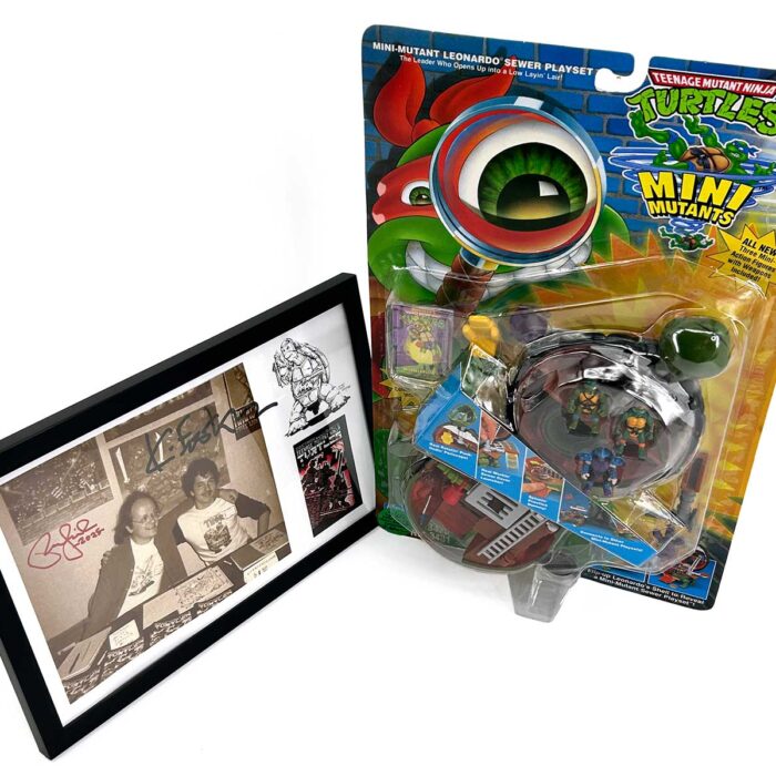 1994 Mini-Mutant Leonardo Sewer Playset , Factory Sealed with Eastman and Laird COA AND Signed Framed Mini-Print
