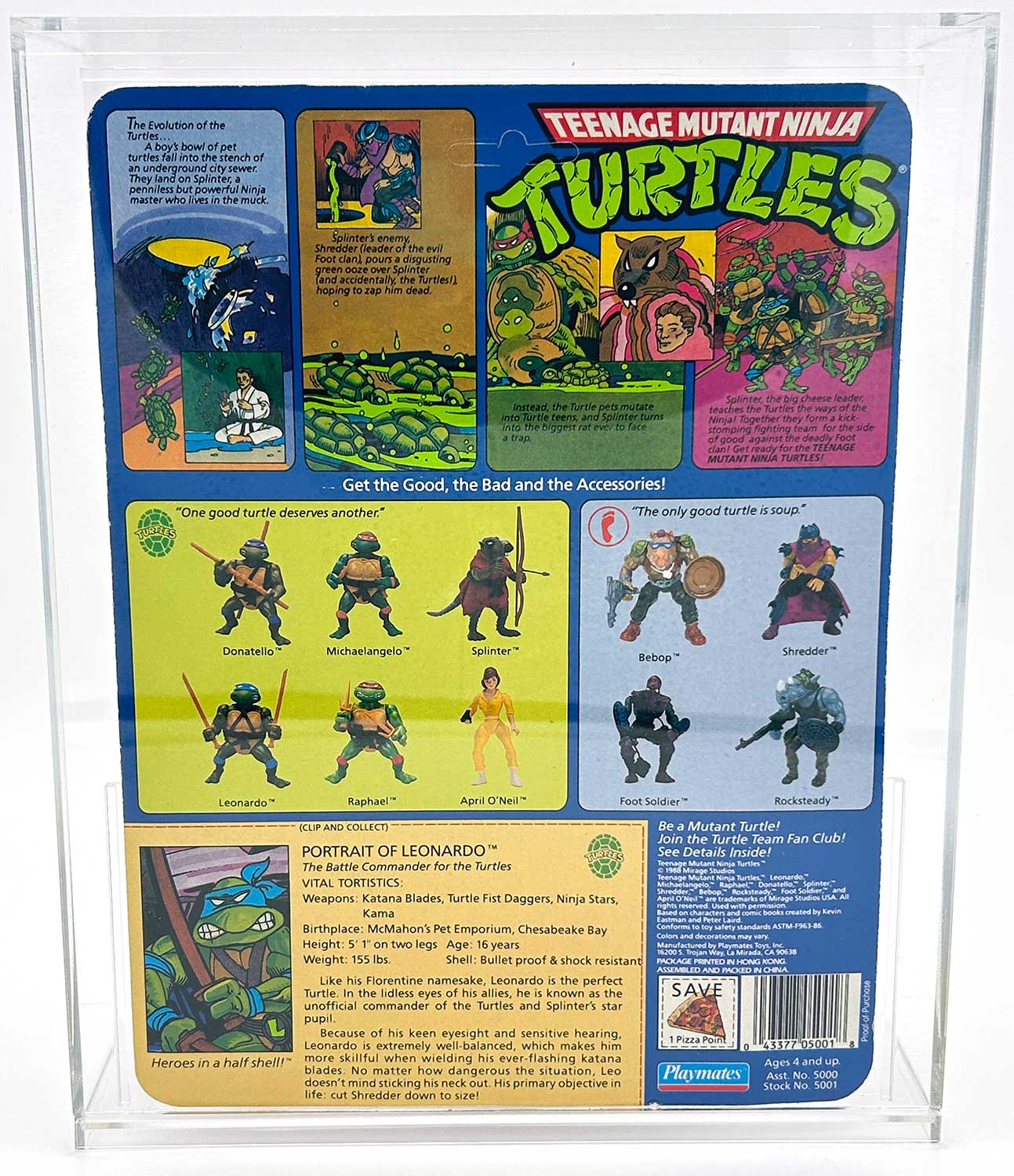 1988 Playmates TMNT Leonardo 10 Back, Mint On An Unpunched Card - Image 4