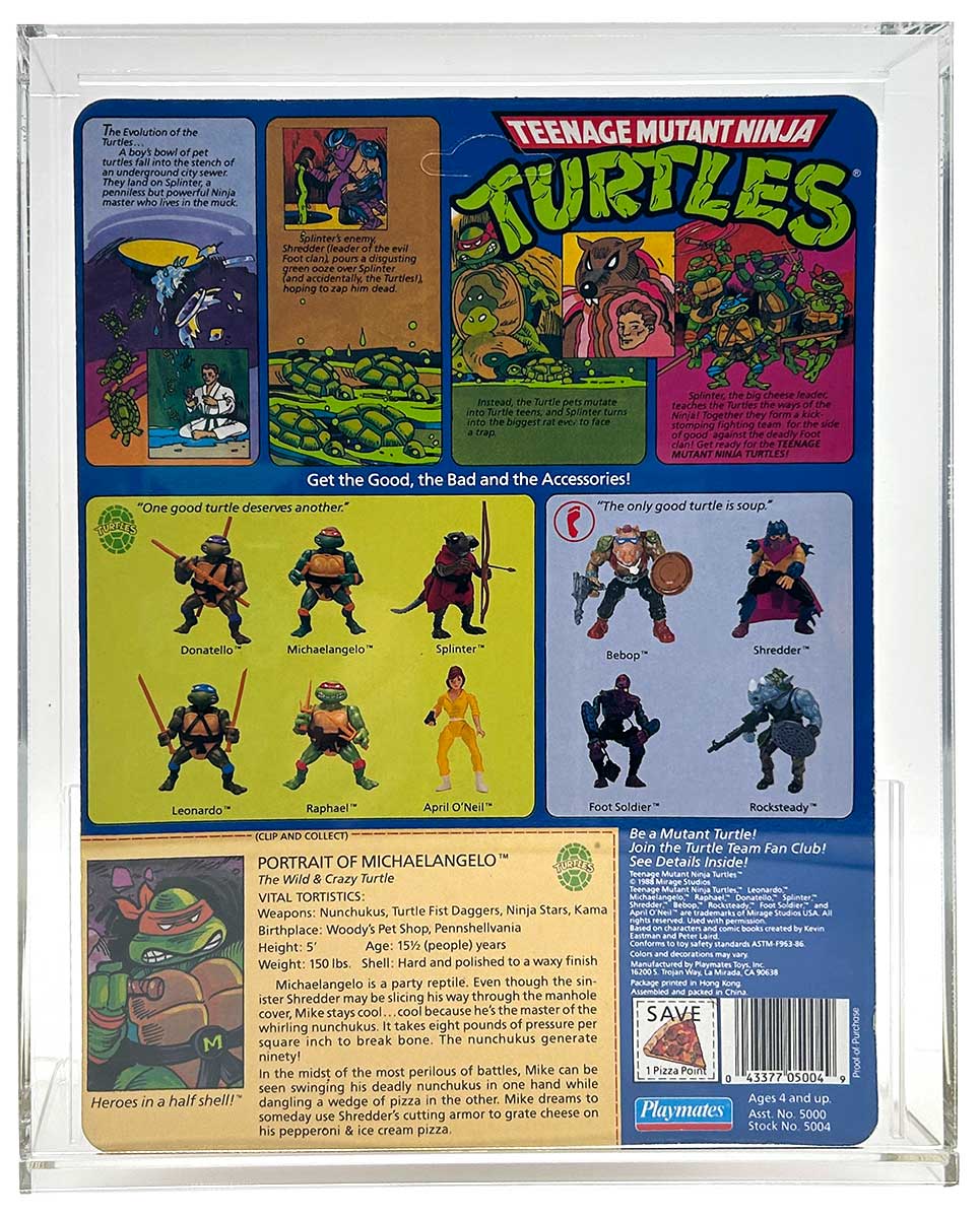 1988 Playmates TMNT Michaelangelo 10 Back, On An Unpunched Card - Image 5