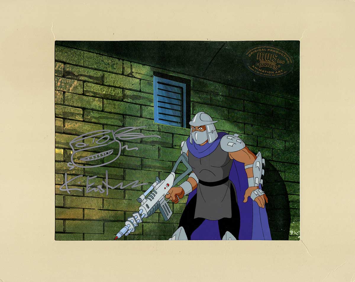 Shredder Original Production Animation Art - SIGNED with a Headsketch Remarque
