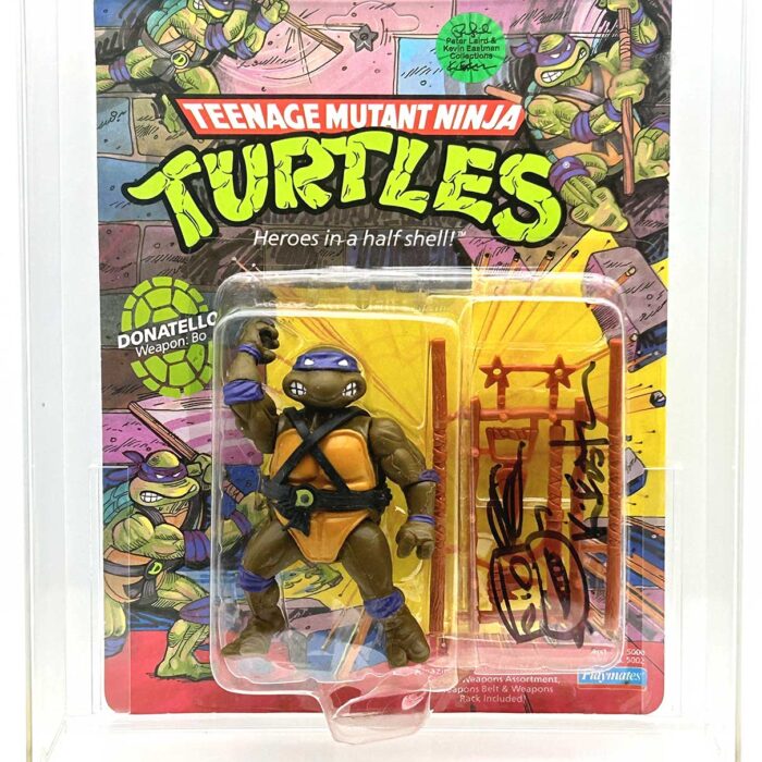 1988 Playmates TMNT Softhead Donatello 10 Back, On An Unpunched Card – Signed with Remarque
