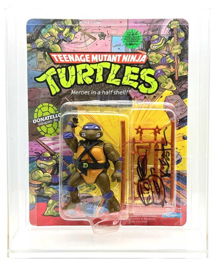 1988 Playmates TMNT Softhead Donatello 10 Back, On An Unpunched Card – Signed with Remarque