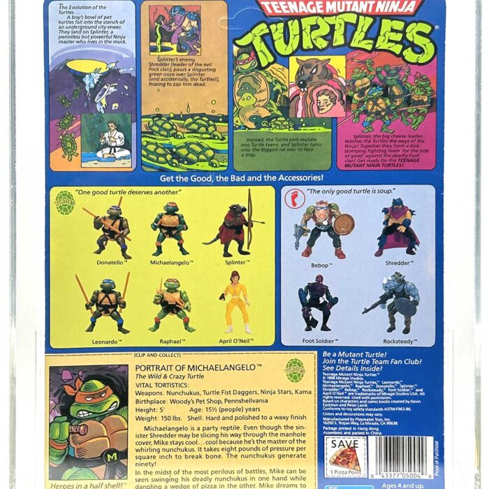 1988 Playmates TMNT Softhead Michaelangelo 10 Back, Mint On An Unpunched Card – Signed with Remarque