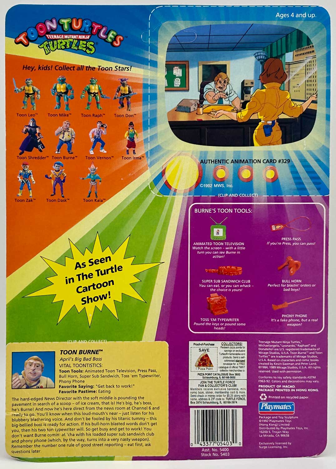 1992 Playmates Toon Burne Signed with Headsketch Remarque and Hologram Label of Provenance - Image 2