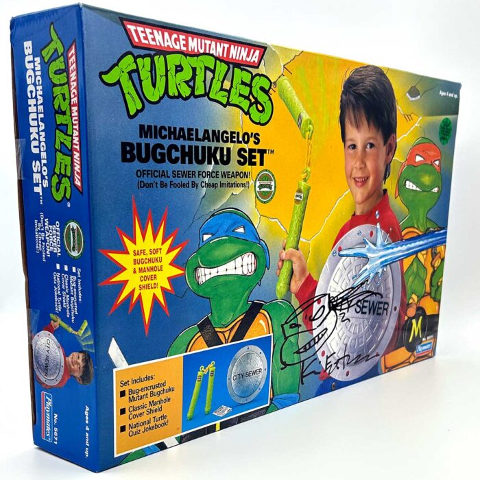 1991 Michaelangelo’s Bugchuku Set (Factory Sealed) with Eastman and Laird Hologram COA AND Signed with Remarque by Kevin Eastman