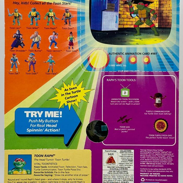 1992 Playmates Toon Raph Signed with Headsketch Remarque and Hologram Label of Provenance