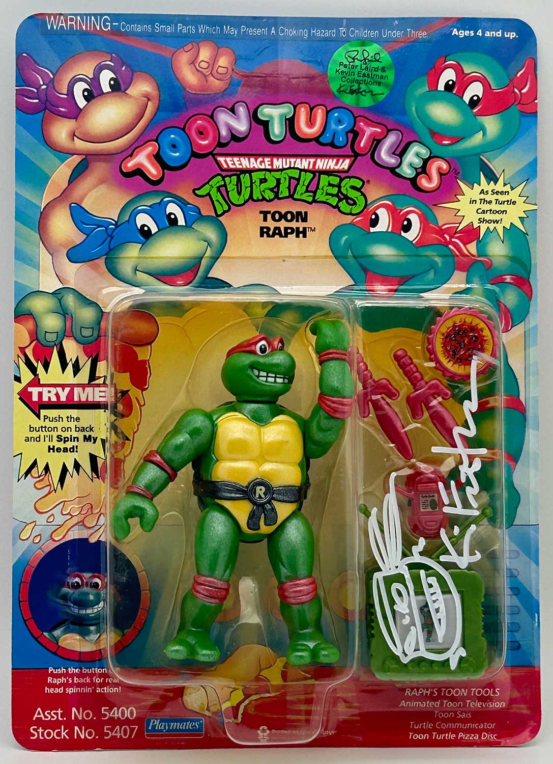 1992 Playmates Toon Raph Signed with Headsketch Remarque and Hologram Label of Provenance
