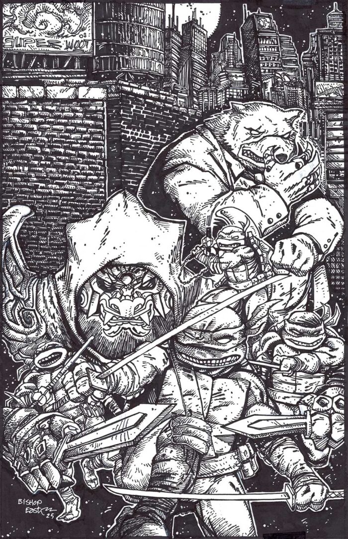 Stunning 2025 Original Cover Art –  TMNT VI Issue 14 Kevin Eastman Cover featuring all 4 TMNT