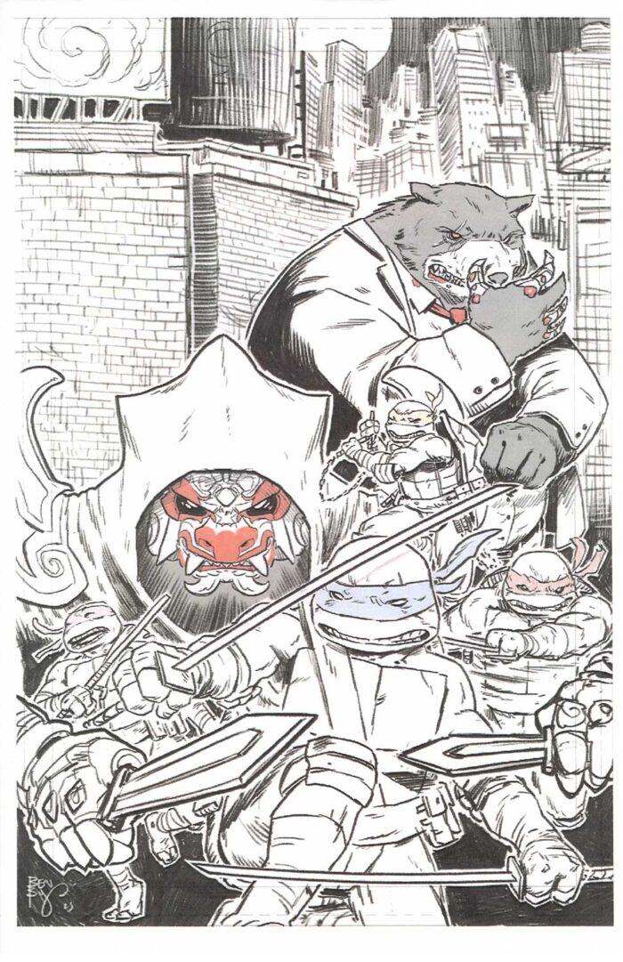 Stunning 2025 Original Cover Art –  TMNT VI Issue 14 Kevin Eastman Cover featuring all 4 TMNT