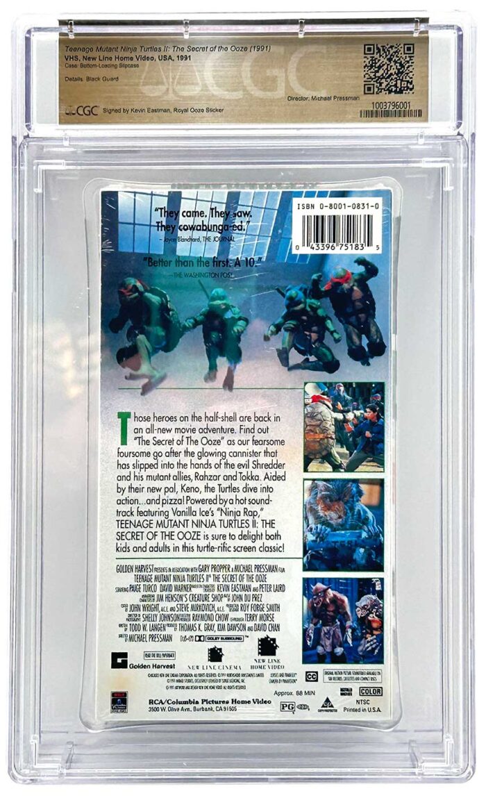 TMNT Movie 2: The Secret of the Ooze 1991 VHS CGC Pedigree Collection Grade 9.8 Signed