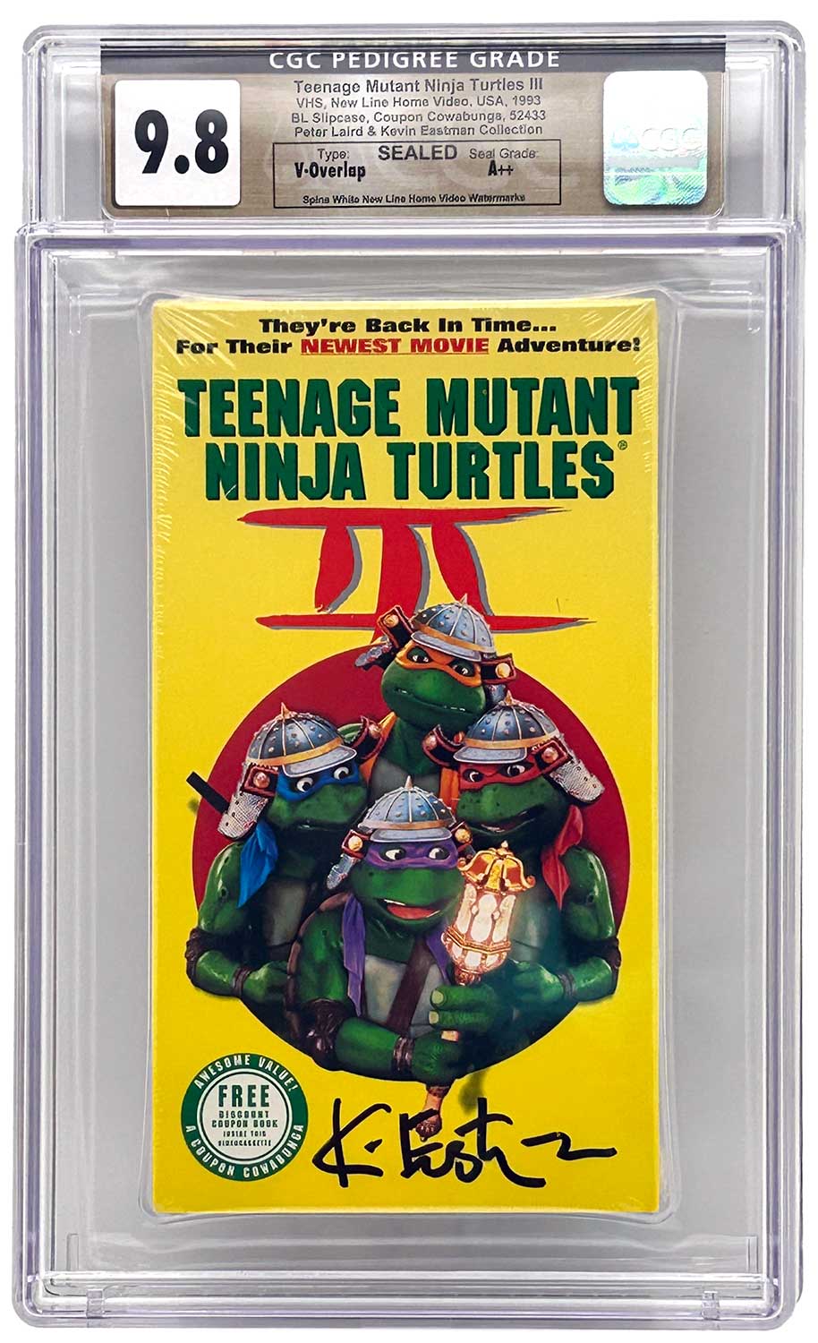 TMNT Movie III VHS CGC Pedigree Collection Grade 9.8 SIGNED