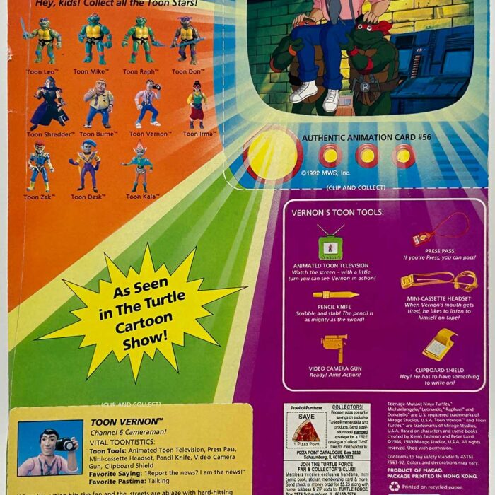 1992 Playmates Toon Vernon Signed with Headsketch Remarque and Hologram Label of Provenance