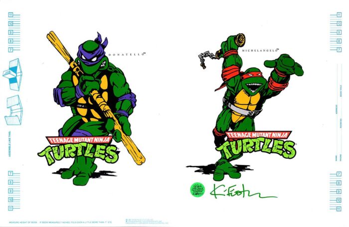 1989 Vintage Fan Club Book Cover Poster Signed by Kevin – Donatello and Michaelangelo