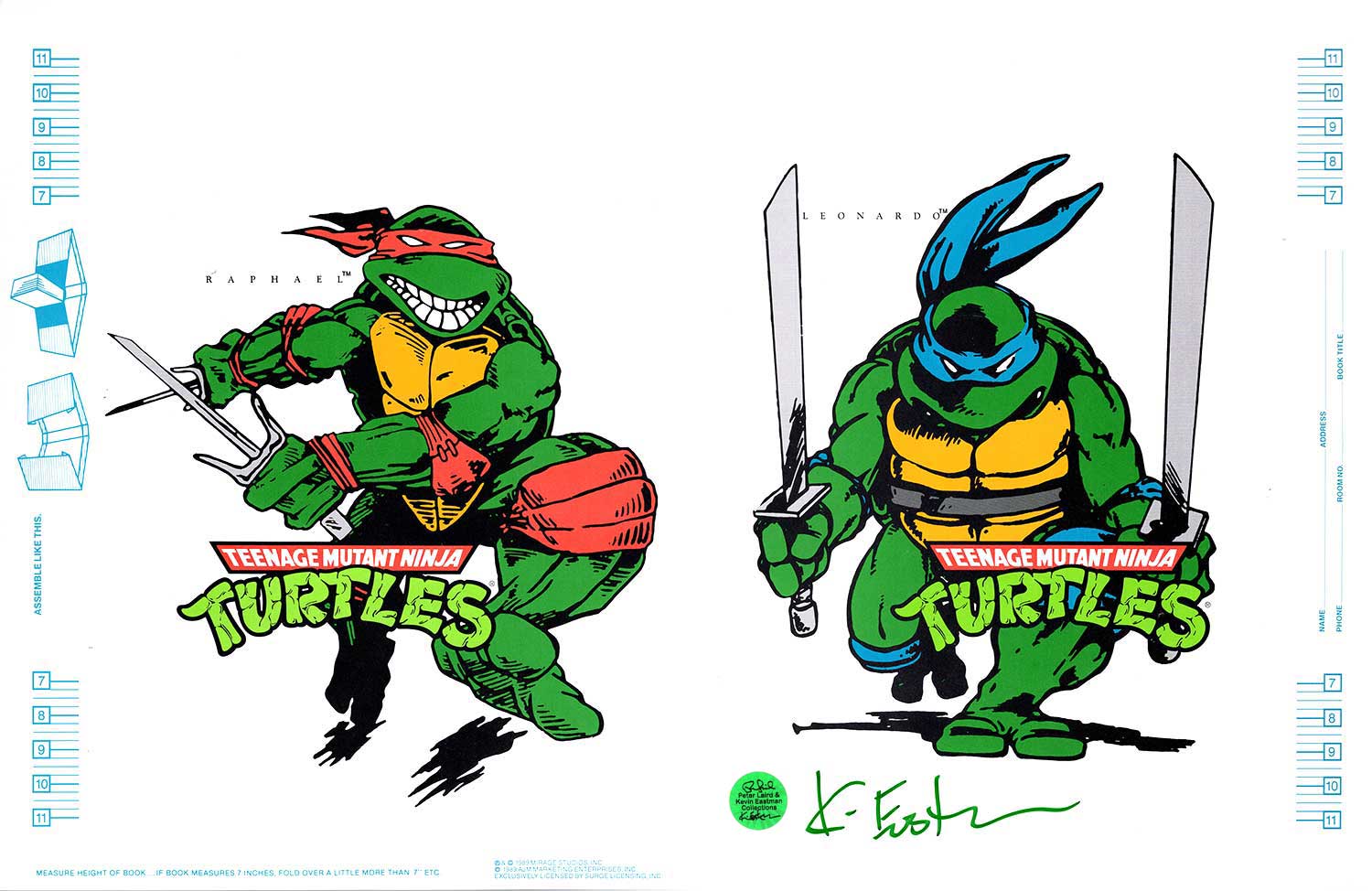 1989 Vintage Fan Club Book Cover Poster Signed by Kevin - Raphael and Leonardo