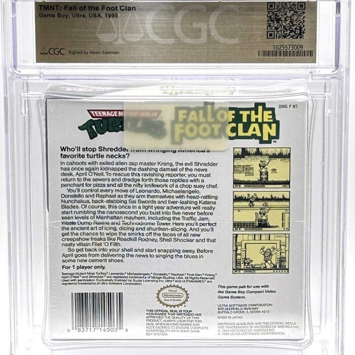 1990 TMNT: Fall of the Foot Clan (Game Boy Ultra) CGC Pedigree Grade 8.5 Signed