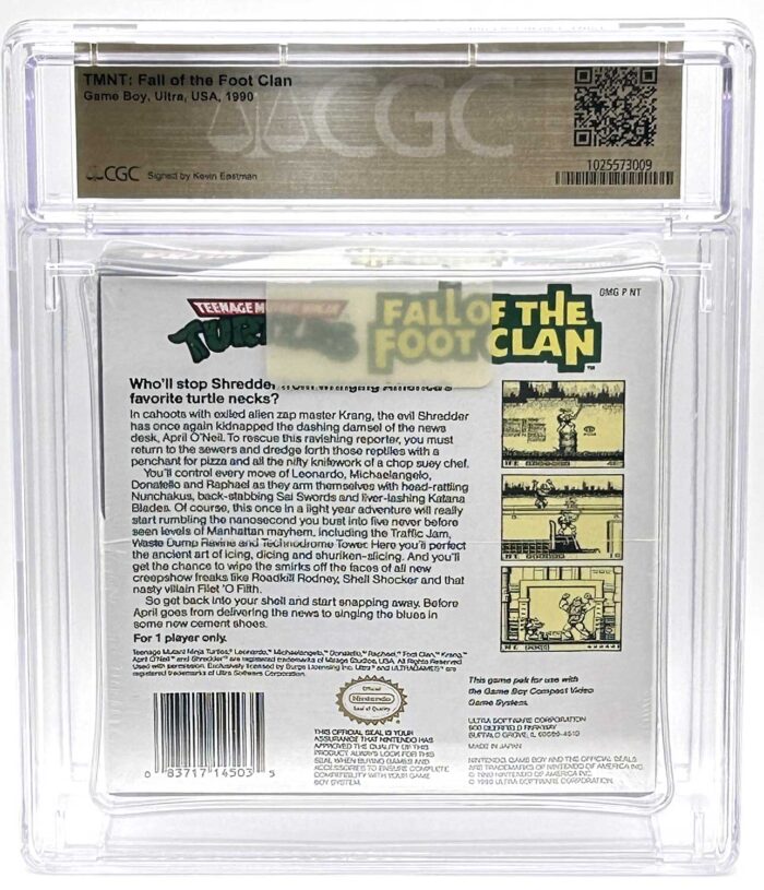 1990 TMNT: Fall of the Foot Clan (Game Boy Ultra) CGC Pedigree Grade 8.5 Signed